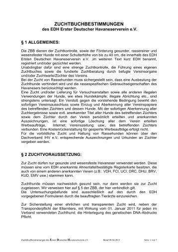 Zuchtbuchbestimmungen des EDH - EDH eV