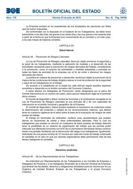 DisposiciÃ³n 11794 del BOE nÃºm. 178 de 2010 - Sindicato Nacional ...