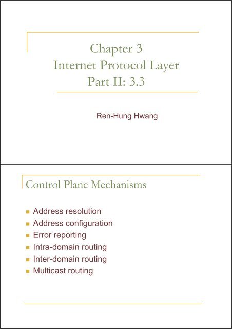 Chapter 3 Internet Protocol Layer Part II: 3.3 - High Speed Network ...