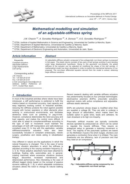 Mathematical modelling and simulation of an ... - IMProVe2011