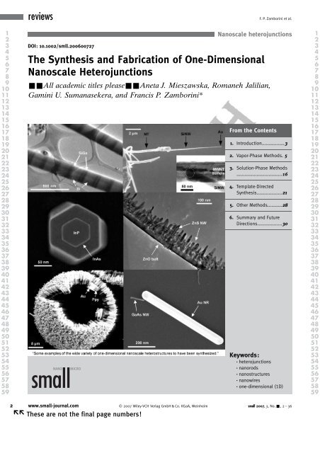 The Synthesis and Fabrication of One-Dimensional Nanoscale
