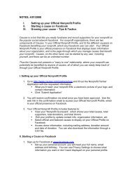 NOTES, 4/01/2008 I. Setting up your Official Nonprofit Profile II ...