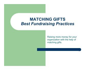 MATCHING GIFTS Best Fundraising Practices - Supporting ...