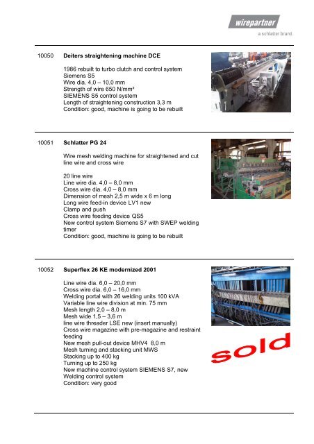 Secondhand machinery - Schlatter