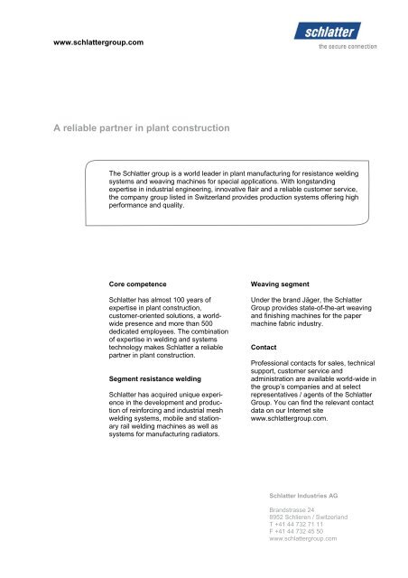 Secondhand machinery - Schlatter