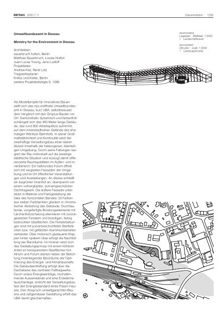 Umweltbundesamt in Dessau Ministry for the ... - Schindler Roding