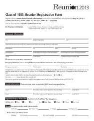 Class of 1953: Reunion Registration Form - Alumni