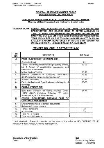 (TENDER NO: CDR 16 BRTF/02/2013-14) - Bro.nic.in