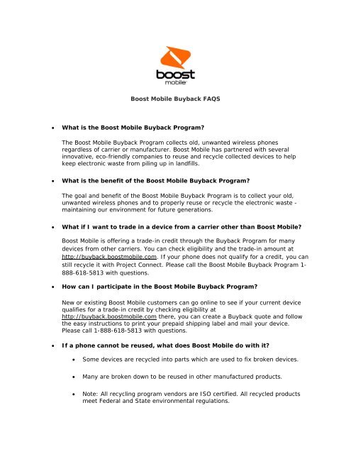 Boost Mobile Buyback FAQS What Is The Boost Mobile ... - Hyperlink