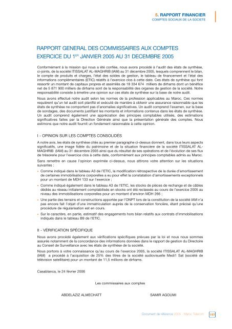 Document de RÃƒÂ©fÃƒÂ©rence 2005 (AMF) (FR) - Maroc Telecom