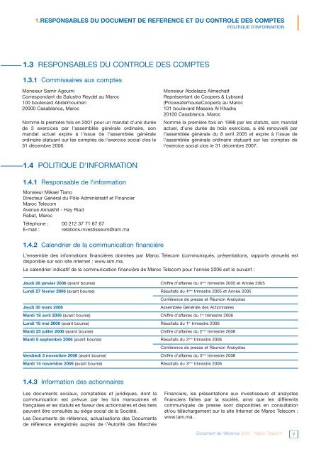 Document de RÃƒÂ©fÃƒÂ©rence 2005 (AMF) (FR) - Maroc Telecom