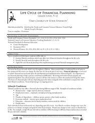 Life Cycle of Financial Planning Lesson Plan