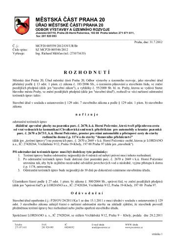 MĚSTSKÁ ČÁST PRAHA 20 - Horní Počernice