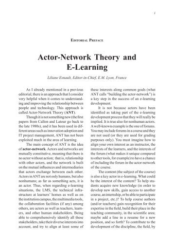 Actor-Network Theory and E-Learning