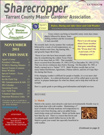 Tarrant County Master Gardener Association - Texas A&M AgriLife ...