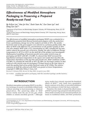 Effectiveness of modified atmosphere packaging in preserving a ...