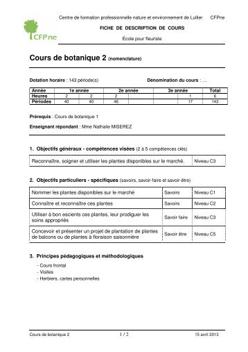 Cours de botanique 2 (nomenclature) - Ge.ch