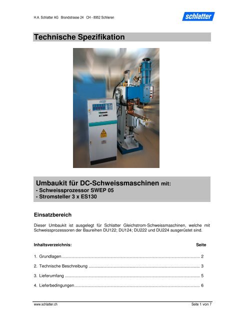 Technische Spezifikation Umbaukit für DC ... - Schlatter