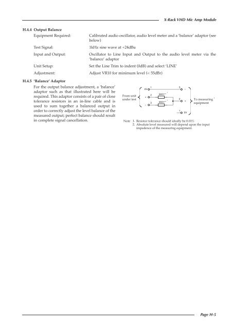 X-Rack VHD Input Module Owner's Manual - Solid State Logic