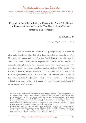 Considerações sobre o texto de Christophe Pons: "Ocultismo e ...
