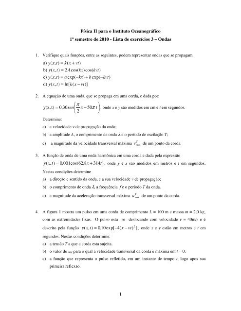 Lista de exercÃ­cios 3 â Ondas - Plato