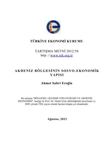 Akdeniz BÃ¶lgesinin Sosyo-Ekonomik YapÄ±sÄ± - TÃ¼rkiye Ekonomi ...