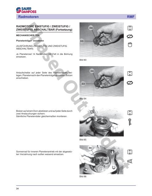 Radmotoren RMF Service Handbuch - Sauer-Danfoss