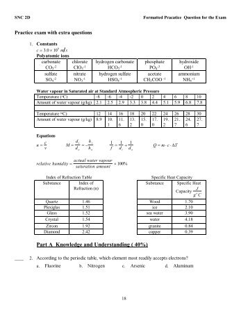 Practice exam with extra questions