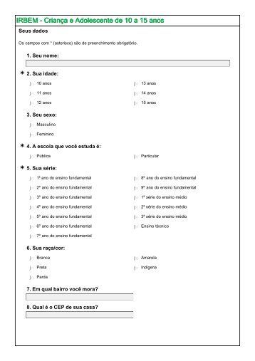 IRBEM - CrianÃ§a e Adolescente de 10 a 15 anos - Rede Nossa SÃ£o ...