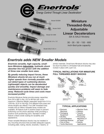 Miniature Threaded-Body Adjustable Linear Decelerators Enertrols ...