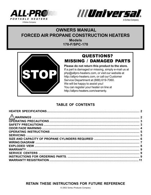 owners manual forced air propane construction heaters - Desa