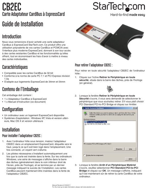 Guide de Installation - StarTech.com