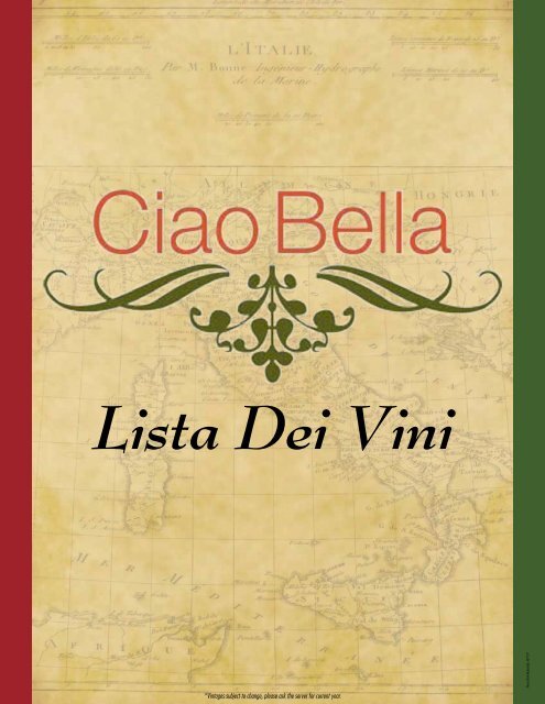 Wine Menu - Ciao Bella Ristorante