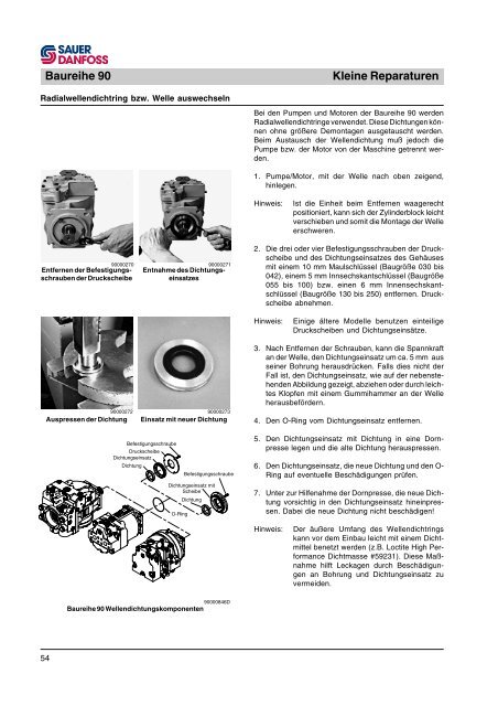 und verstellmotoren Servicehandbuch Baureihe 90 - Sauer-Danfoss