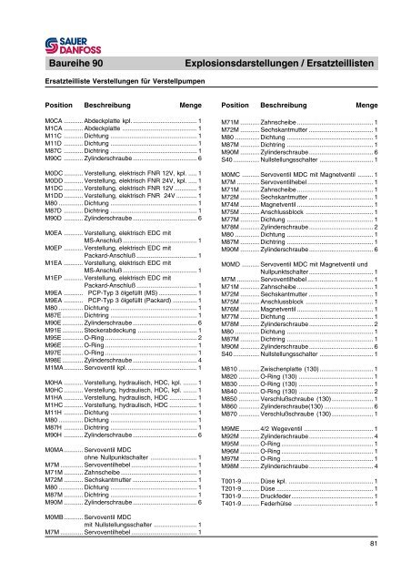 und verstellmotoren Servicehandbuch Baureihe 90 - Sauer-Danfoss