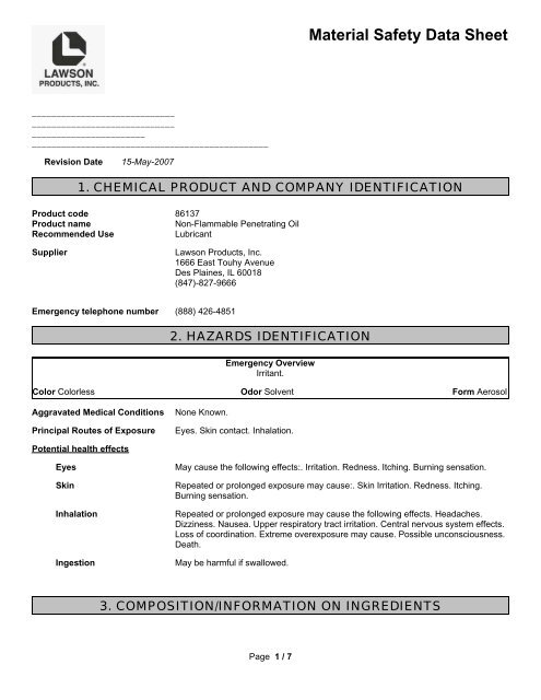 Lawson Non-Flammable Penetrating Oil