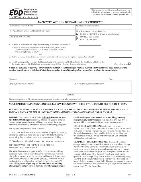How To Fill Out Edd Withholding Allowance Certificate prntbl How To Fill Out Edd Withholding Allowance Certificate prntbl