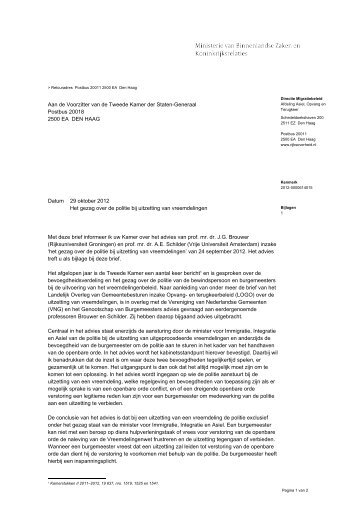 Het gezag over de politie bij uitzetting van ... - Rijksoverheid.nl