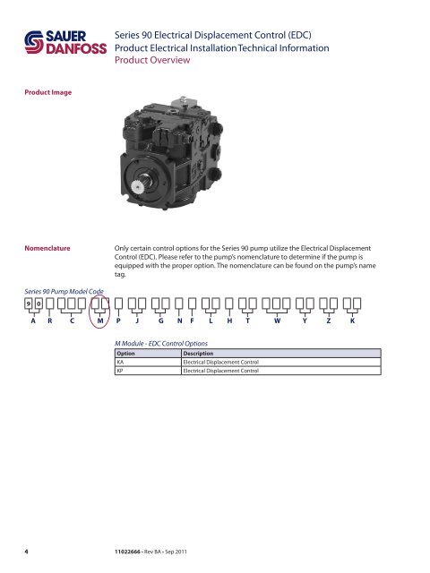 Series 90 Electrical Displacement Control (EDC ... - Sauer-Danfoss