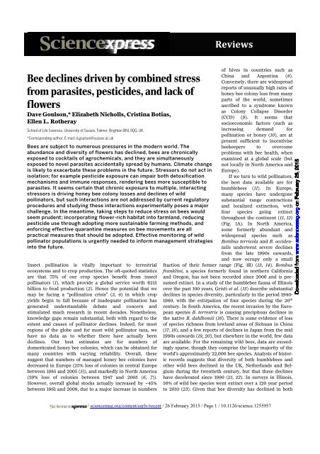 Bee declines driven by combined stress from parasites pesticides and ... - Bee Declines Driven By Combined Stress From Parasites
