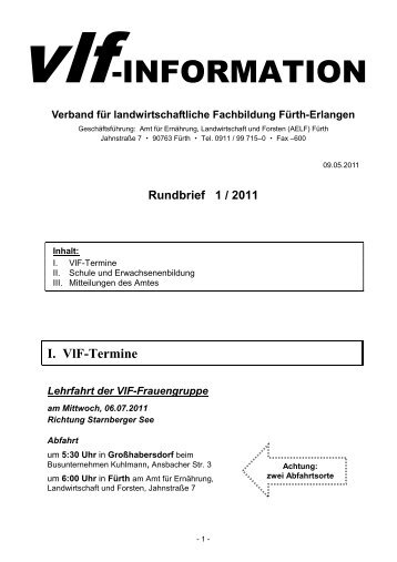 Rundbrief 1 / 2011 - Amt fÃ¼r ErnÃ¤hrung, Landwirtschaft und Forsten ...