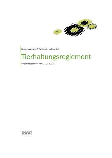 Merkblatt Tierhaltungsreglement - Baugenossenschaft Waidmatt