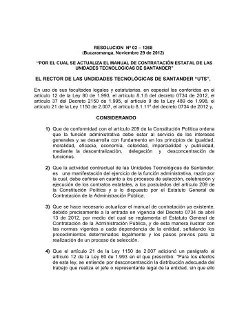 ModificaciÃ³n Manual de ContrataciÃ³n - Unidades TecnolÃ³gicas de ...