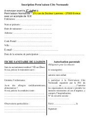 FICHE SANITAIRE DE LIAISON Autorisation ... - DiocÃ¨se d'Evreux