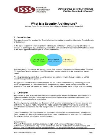 What is Security Architecture - ISSS