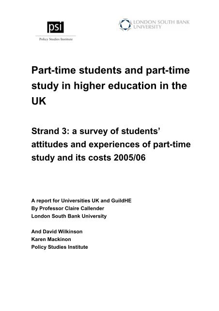 Part-time Students And part-time Study In Higher ... - Universities UK