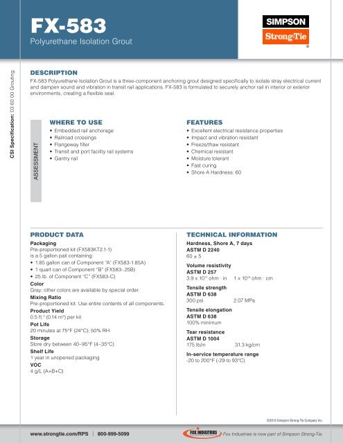 Technical Data Sheet - Simpson Strong-Tie