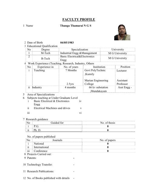 Mandatory Disclosure - Marian Engineering College