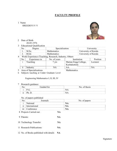 Mandatory Disclosure - Marian Engineering College