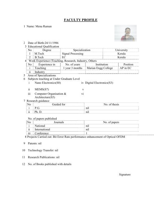 Mandatory Disclosure - Marian Engineering College